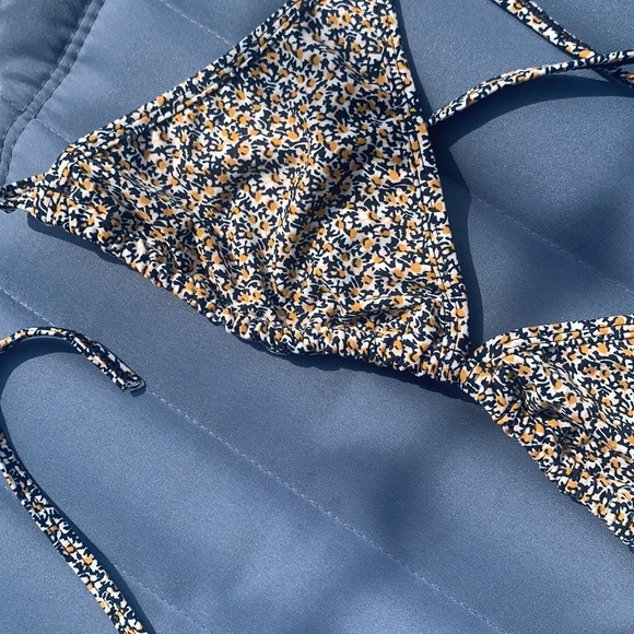 Blue and Yellow Floral String Bikini - Picture 7 of 8